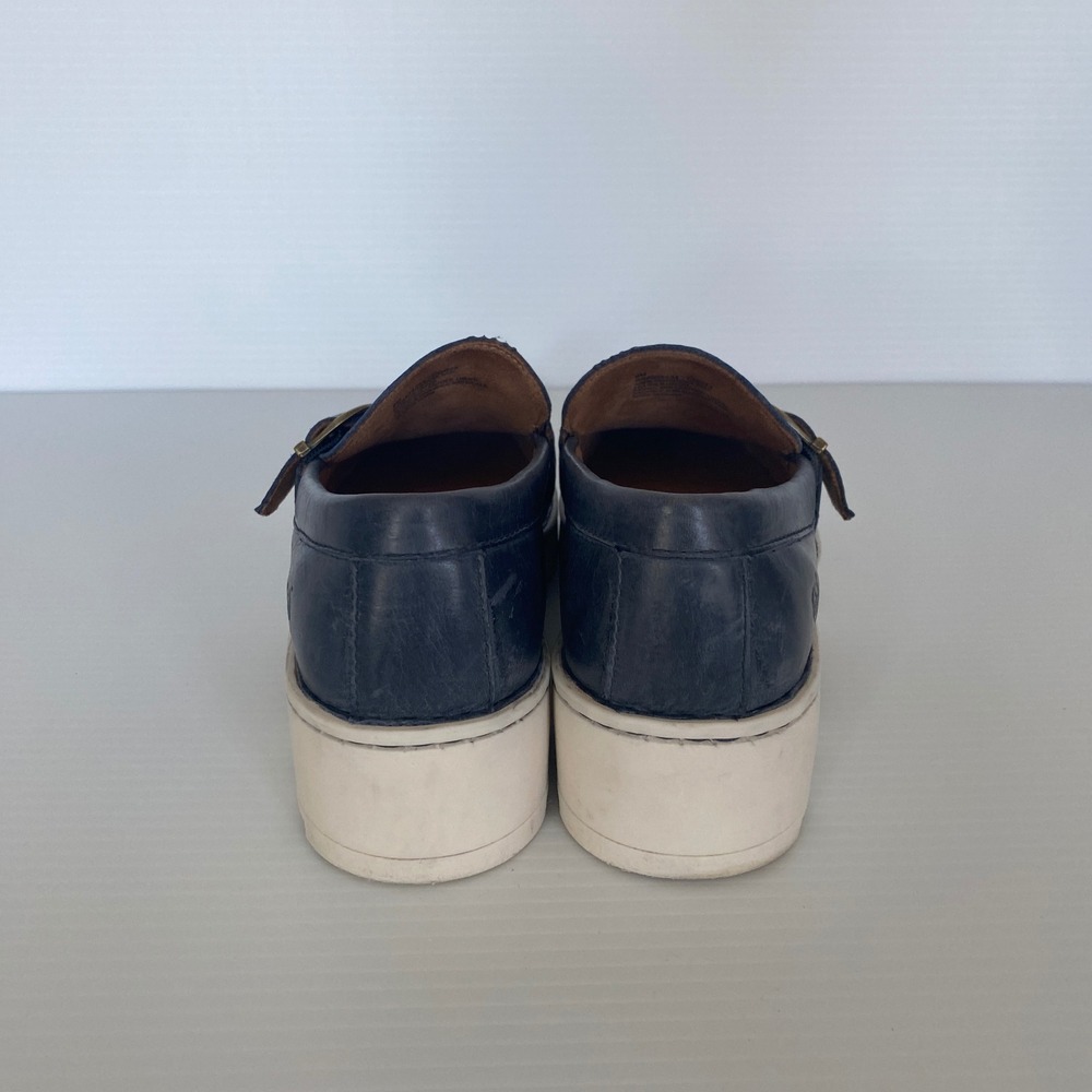 Born Contessa Navy Leather Buckle Platform Loafers Women Size 9 - Picture 6 of 11
